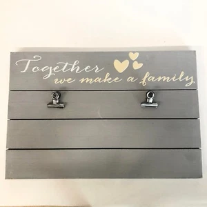 Gray Wooden Photo Holder Clip Board w/ 2 Metal Clip for Photo 4x6" Free Standing - Picture 1 of 11