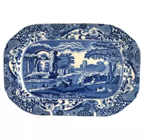 Spode Piatto Italiano Rettangolare 12" Vecchio Timbro Posteriore Blu - Foto 1 di 6