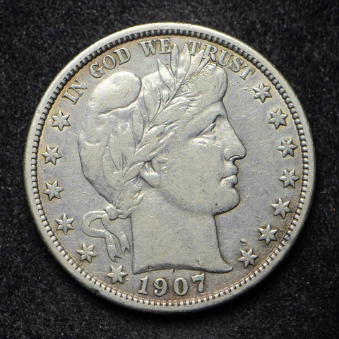 1907-D Barber Silver Half Dollar VF Cleaned (cn10287) Cover