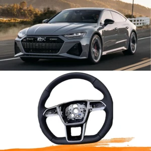 Full Leather Steering Wheel Frame Fits For Audi RS6 RS7 A6 A7 S6 S7 S8 2019-2024 - Picture 1 of 6
