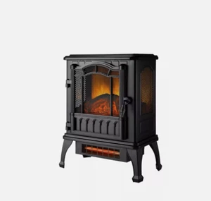 Mainstays 3D Electric Stove w/Infrared Quartz Heater & Life-Like Flame Black - Picture 1 of 4