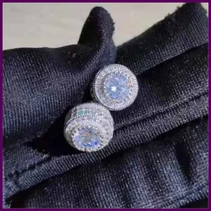 Weiblicher österreichischer Kristall runder Ohrring Weißgold Gelbgold Farbe weißer Zirkon - Bild 1 von 36