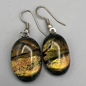 Pendientes colgantes de joyería de vidrio artístico dicroico fundido - Imagen 1 de 5