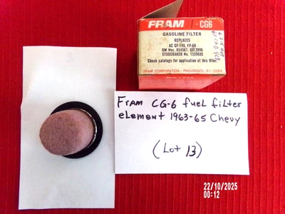 FRAM CG-6 FUEL FILTER ELEMENT 1963-65 CHEVY - Image 1 of 3