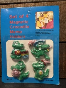 4 Vintage Plastic Crocodile Kitsch Refrigerator Magnets Hong Kong New - Picture 1 of 5