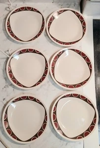 Platos de pan Corelle Kitu rojo marrón arco puntos arenisca 6,75" EC - Juego de 6 - Imagen 1 de 3