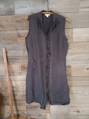 Túnica de vestir Charter Club talla Cuello mandarina delantero con volantes pintuck de rayón de lino 10 Foto 1 de 4