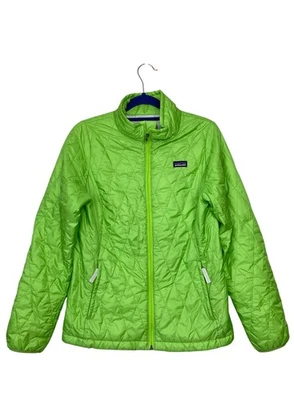 Patagonia Girl's Nano Puff Full Zip Quilted Puffer Jacket Outdoor Green XL - Image 1 of 4