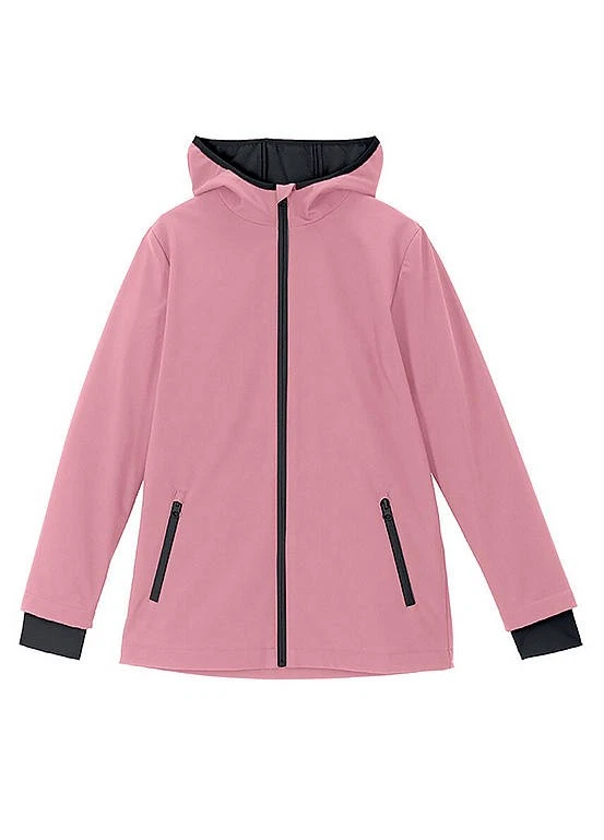 Softshelljacke mit Kapuze Gr. 116/122 Rosa Schwarz Mädchen Softshell-Jacke Neu - Bild 1 von 1