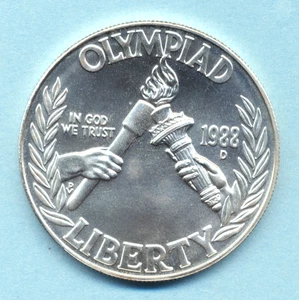 1988 D Olympiad Silver Commemorative Dollar  BU  FREE SHIP - Picture 1 of 2