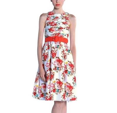 NWT ALICE + OLIVIA Womens Dress Sz 0 Amberly Floral Sleeveless Keyhole Back Belt - Image 1 of 4