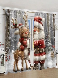 Weihnachtsdeko Gardinen Fenstervorhang Weihnachtsvorhang Fensterdekoration - Bild 1 von 1