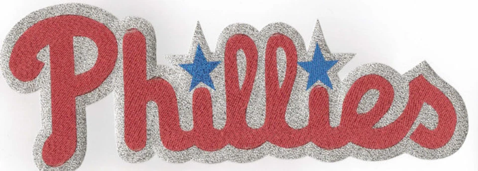 HUGE METALLIC PHILADELPHIA PHILLIES IRON-ON PATCH - Image 1 of 1
