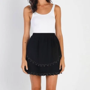 Cute Boho Black Mini Skirt Layered Scallop Hem size S M L - Picture 1 of 11