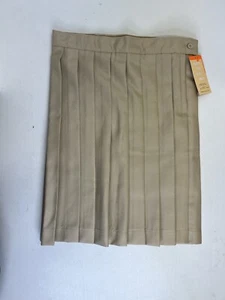 French Toast School Uniform Skirt Girls Size 10 Beige Pleated Side Zip Tan Khaki - Picture 1 of 11