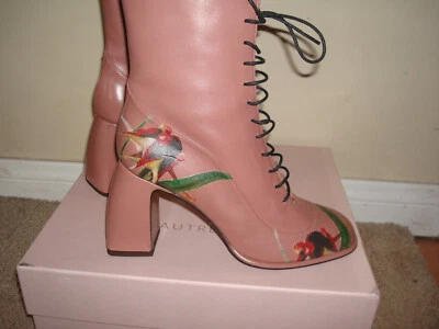 NWB L'AUTRE CHOICE Botas con cordones de cuero rosa floral para mujer 37 Italia  Foto 1 de 4