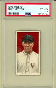 1909 T206 Chief Meyers New York Giants Tolstoi Back PSA 4 Highest Graded - Picture 1 of 2