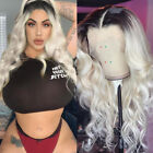 Long Wavy Soft Synthetic Handtied T Lace Frontal Wigs Blended Blonde