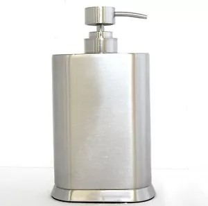 Nuovo Spazzolato Tonalità Argento, Piatto, Flask Acciaio Metallo Sapone, Lozione - Foto 1 di 3