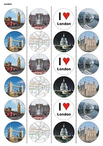 24X PRECUT LONDON, EDIBLE WAFER PAPER, CUPCAKE, CAKE TOPPERS 1115 - Picture 1 of 1