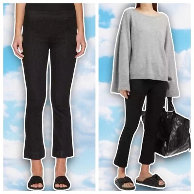 Jeggings Helmut Lang Pull On Crop Acampanados Talla 26 Enjuagados Negros Y2k Gótico Boho Foto 1 de 4