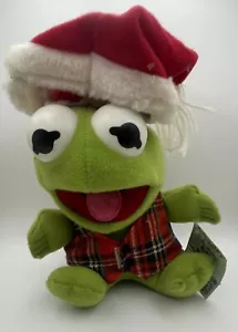 Vintage Baby Kermit the Frog Plush Santa Hat 1988 7” Tall - Picture 1 of 5