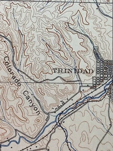 original 1908 USGS map of Spanish Peaks, Trinidad, Creston, Apishapa, Vigil, CO - Picture 1 of 12