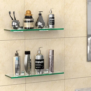 2 Pack Glass Shelf Shower Shelves Wall Mounted Shower Bathroom Storage Organizer - Picture 1 of 6