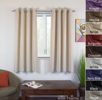 BLACKOUT Pure Fabric Thermal Insulated Eyelet Curtains 2x107cm(W)x132cm(L) - image 1 of 2