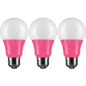 3 Pack Sunlite LED Colored A19 3W Pink Light Bulbs Medium (E26) Base - Picture 1 of 1