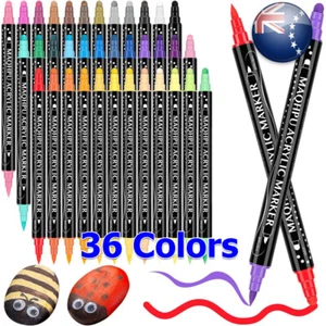36x Acrylic Paint Drawing Pens Brush & Fine Dual Nib Markers DIY Artist Kid Gift - Picture 1 of 18