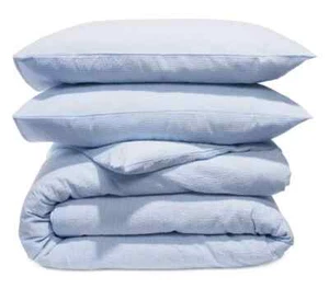 AQUA SEERSUCKER DUVET COVER SET SIZE KING COLOR BLUE NEW - Picture 1 of 1