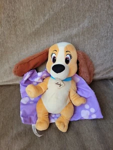 Disney Lady And The Tramp Baby Plush With Purple Blanket Cocker Spaniel 11" - Picture 1 of 3