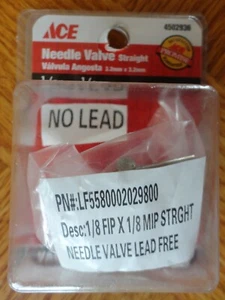 Ace 1/8" Female FPT x 1/8" Male MPT Brass Straight Inline Needle Valve - Picture 1 of 3