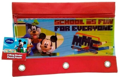 Disney Mickey Mouse 3 anillas carpeta lápiz bolsa roja Foto 1 de 4