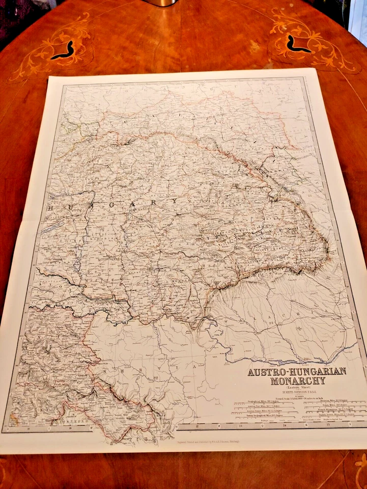 c1879 Large Colour Map Johnston General Atlas Austro-Hungarian Monarchy Eastern - Image 1 of 1