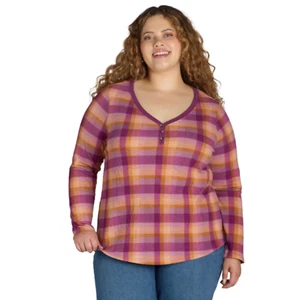 Women's Thermal Long Sleeve Waffle Top Shirt Plus Size 3X Multicolor - Picture 1 of 4