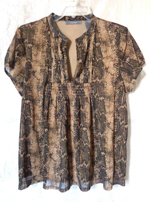 Vintage 1970s  Liz Claiborne Snake Print lined semi sheerTop Blouse Fit 38" bust - Image 1 of 4