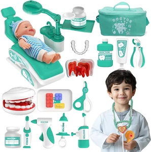 Toy Doctor Kit for Toddlers, Kids Dentist Play Set with Dentist Chair, Doll Toy, - Picture 1 of 9