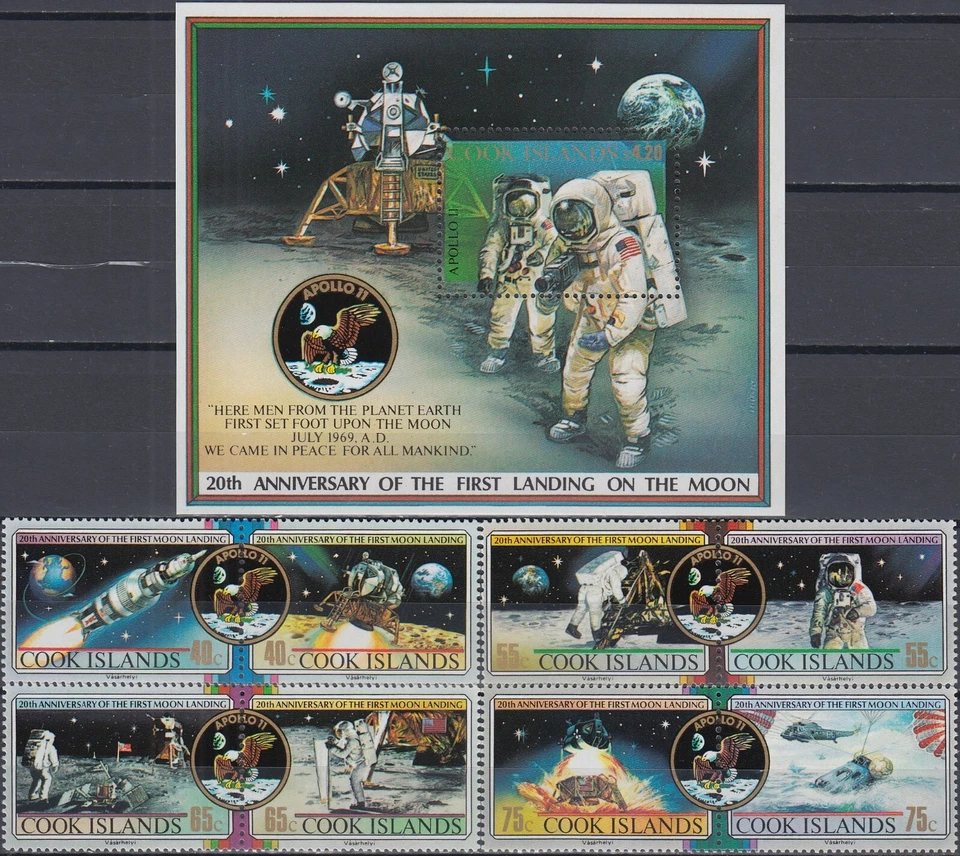 Cook Set & S/S 20th Ann 1st Man on the Moon 1989 MNH-30,50 Euro - Image 1 of 1