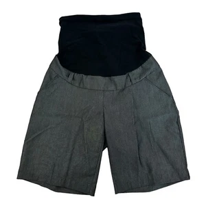 Motherhood Maternity Womens Dark Gray Bermuda Shorts Belly Band Size S Stretch - Picture 1 of 6