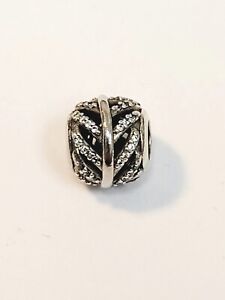 PANDORA Light As A Feather CZ Charm Bead Sterling Silver 791186CZ
