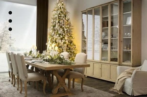 Flamant Dark Oak Wood Dining Table, Rectangular Long Table For Fine dining & En - Picture 1 of 9