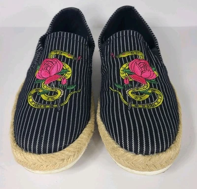H & M Men's Embroidered Snake & Rose Espadrilles Size EU 43 (US 10) – Excellent - Image 1 of 4