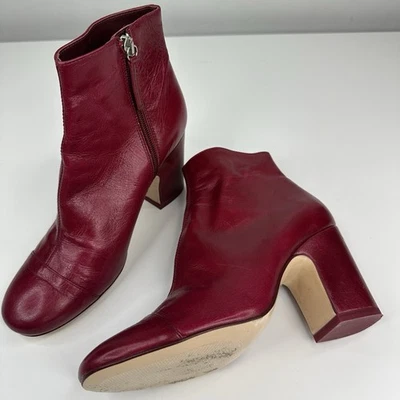 Botines contemporáneos de cuero rojo de Zara para mujer de tacón ancho EU 37/US 6,5 Foto 1 de 4