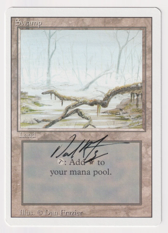 Miscut Signed Swamp Proof LP Revised Artist Dan Frazier 1994 WOTC MTG Magic AP! - Image 1 of 2