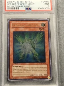 PSA 9 2006 YUGIOH EOJ-EN018 HERALD OF GREEN LIGHT 1ST EDITION ULTIMATE RARE MINT - Picture 1 of 14