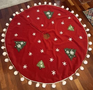 Weihnachtsbaum Rock rot 56" Vintage Original dick 2-seitig elegantes Design - Bild 1 von 12