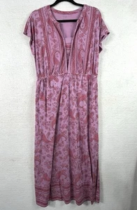 Maxi Vestido Jill Pure Jill Mediano Rosa Malva Paisley Boho Algodón Nuevo sin Etiquetas - Imagen 1 de 11