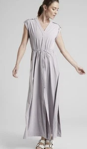 Athleta Mara Maxi Button Down Athleisure Travel Dress Pockets Lilac Twilight Med - Picture 1 of 11